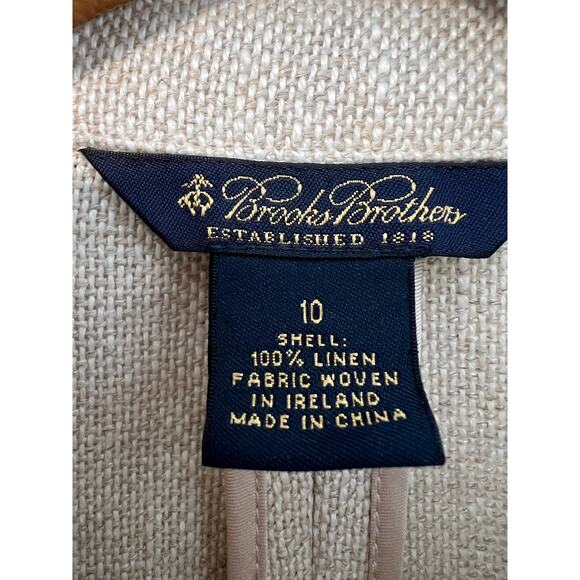 Brooks Brothers 100% Linen Jacket Woven In Ireland Button Down Size 10 JL - Picture 10 of 11